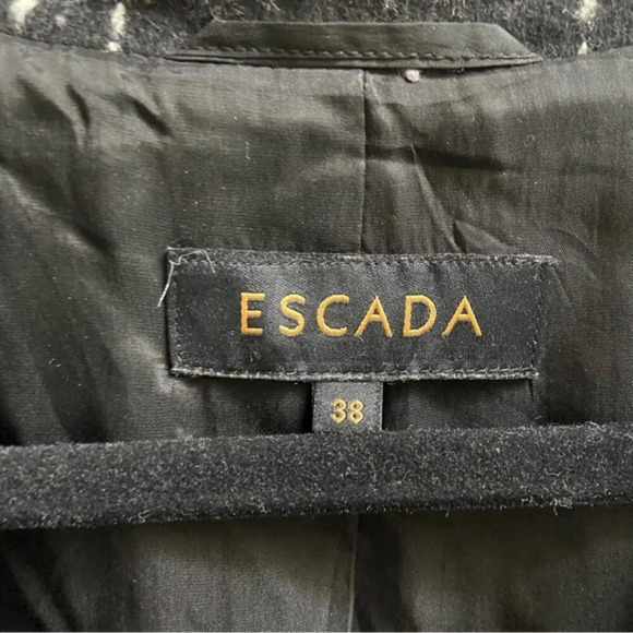 Escada Bushra Virgin Wool Angora black white plaid one button blazer Sz 38 - Picture 7 of 11